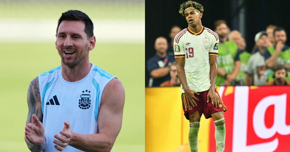 Lionel Messi con la maglia dell'Argentina e Lamine Yamal con la maglia della Spagna numero 19
