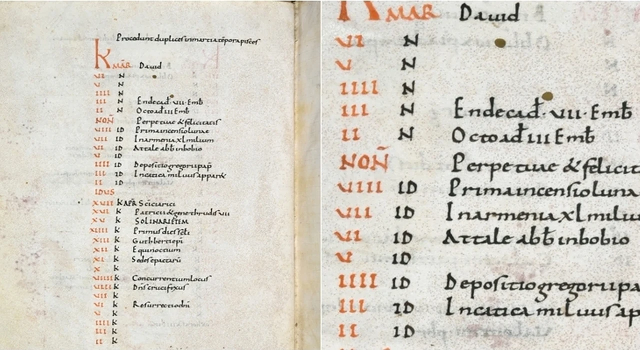 Confronto tra la pagina intera e il dettaglio ingrandito del calendario dell'813