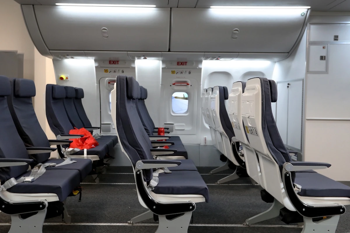 Interno della cabina di un aereo Qantas