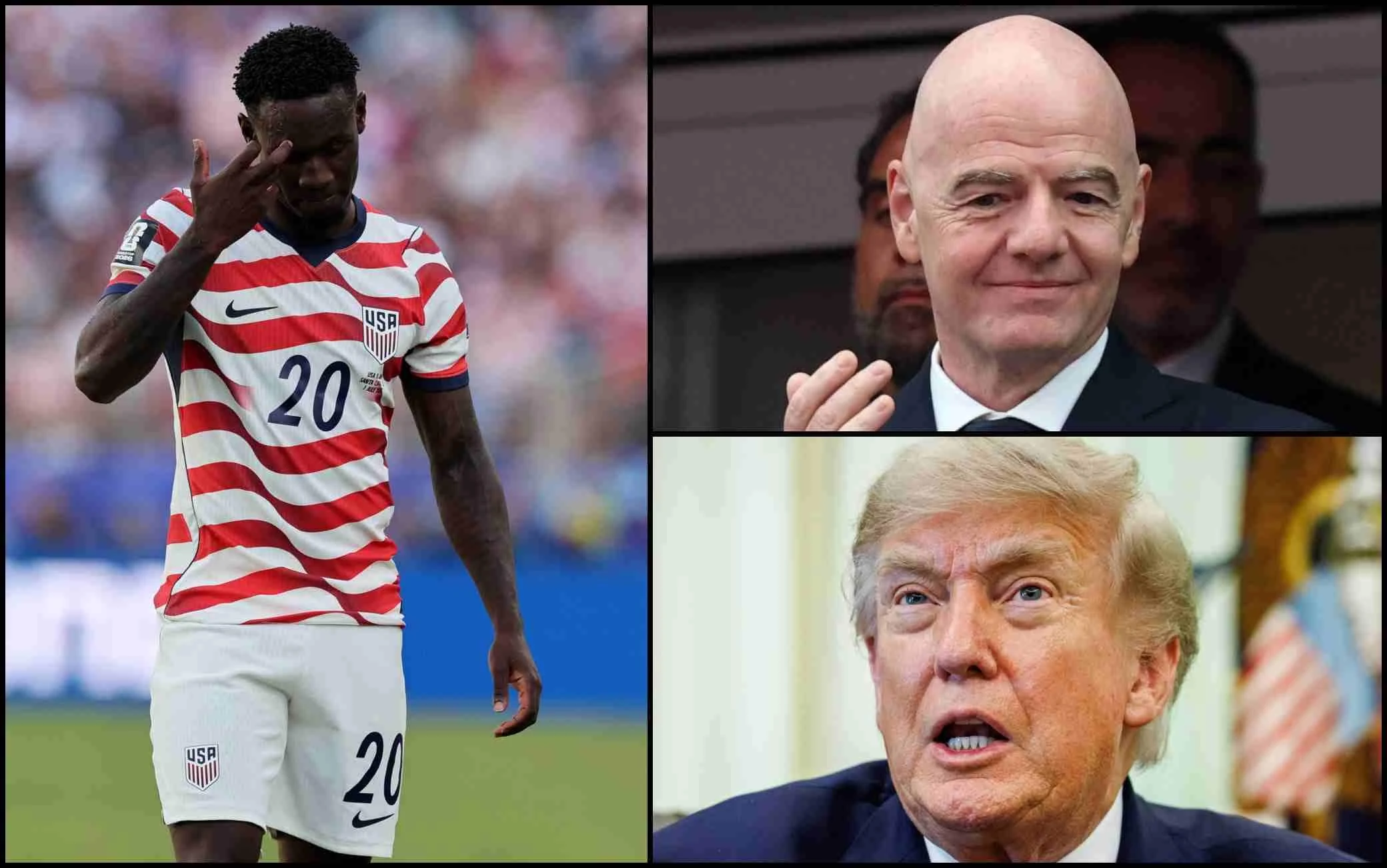 Collage con Gianni Infantino e Donald Trump