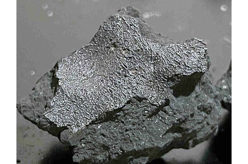 Frammento del meteorite di Hillsborough con crosta di fusione