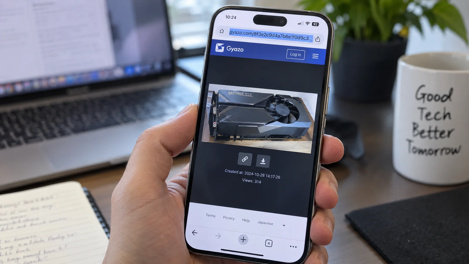 Un'immagine condivisa su Gyazo aperta dal browser di uno smartphone