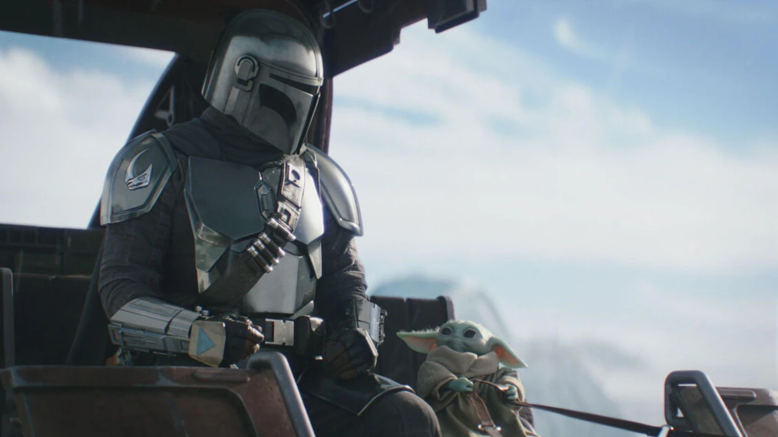 The Mandalorian e Grogu in una scena del film
