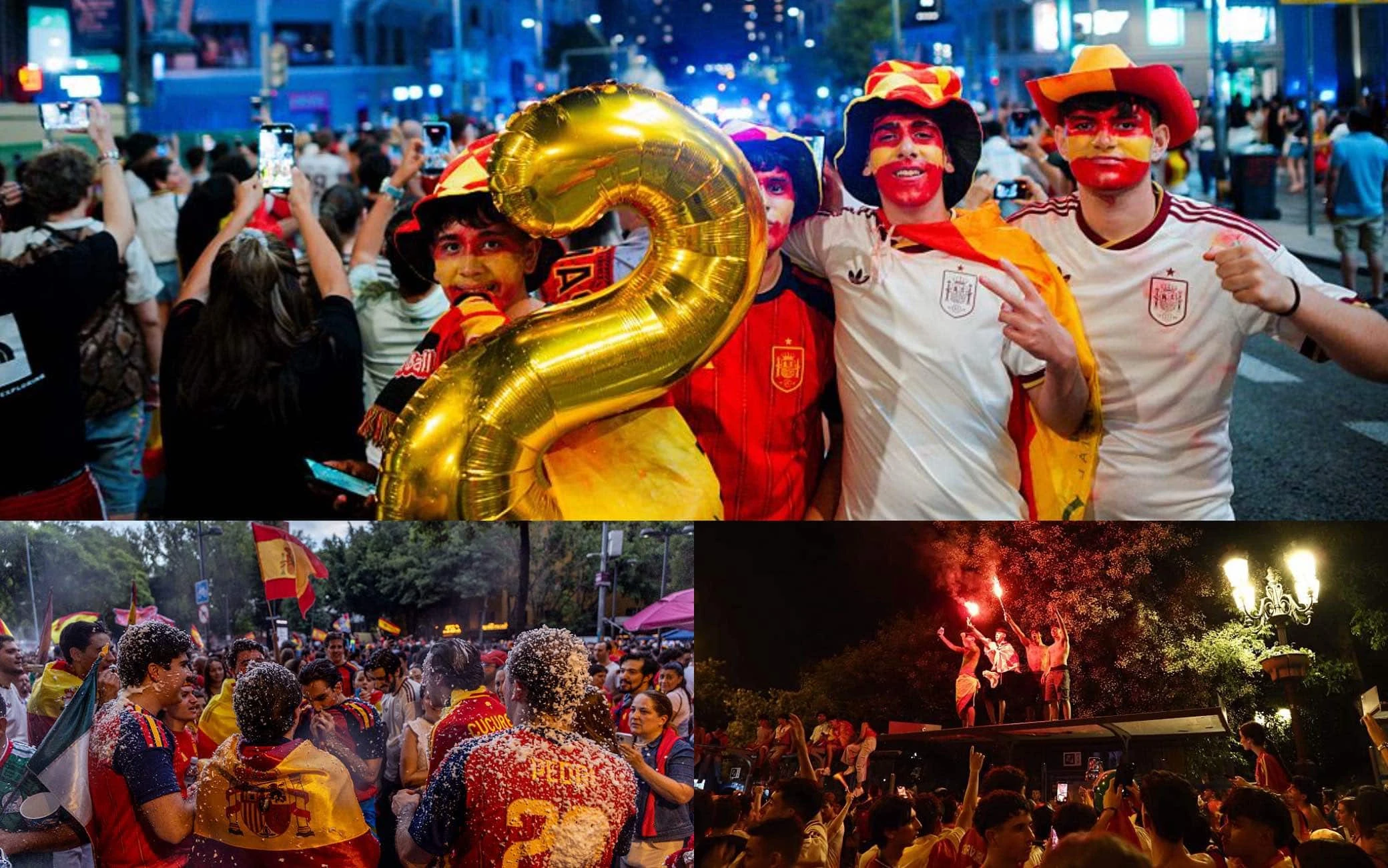 Tifosi spagnoli festeggiano per strada