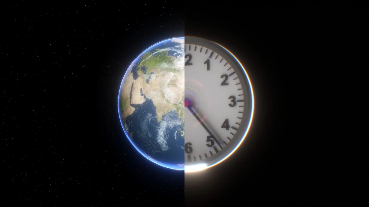 Un orologio sovrapposto al pianeta Terra