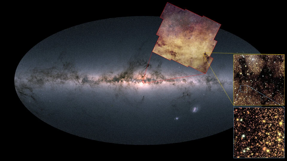 Mappa che mostra la posizione del rilevamento del bulge galattico di Euclid