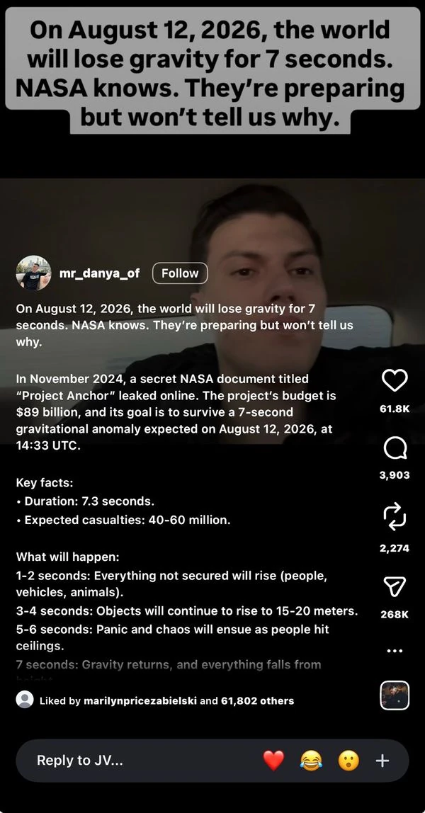Screenshot del video originale della bufala circolato sui social
